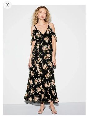 The Occasion Off-Shoulder Ruffle Chiffon Maxi Dress